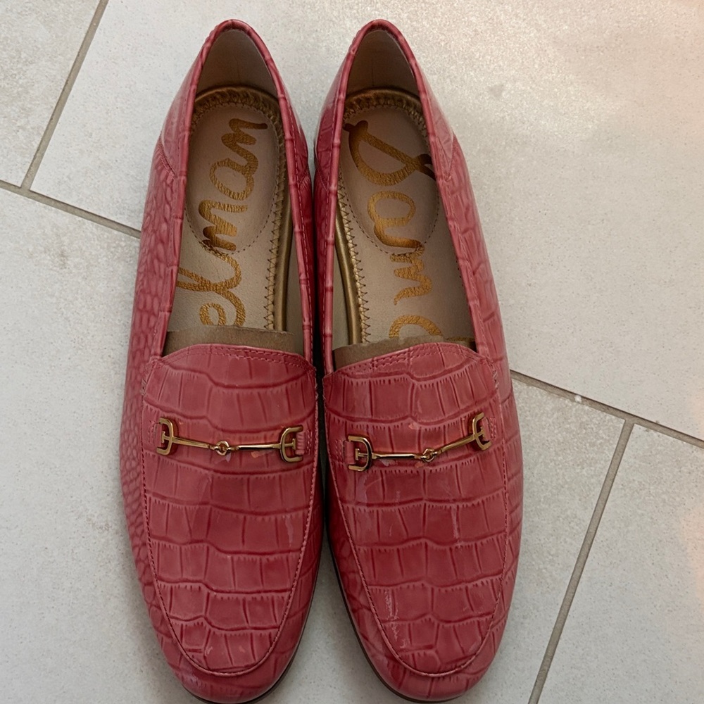 Sam Edelman Red Croc-Embossed Loafers